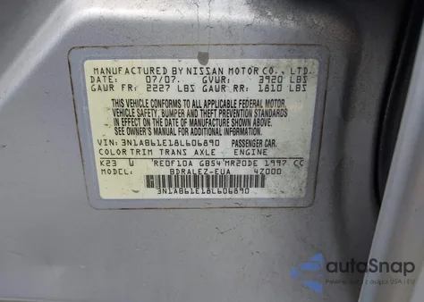 2008 Nissan Sentra 2.0S z USA, uszkodzony, nr VIN 3N1AB61E18L606890